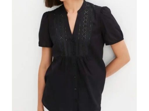 B.P.C bluzka koszulowa czarna z haftem ażurowym r.36