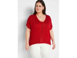 B.P.C sweter czerwony oversize krótki rękaw 56/58.