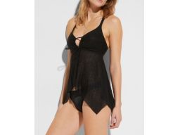 B.P.C tankini asymetryczne czarne + figi r.38