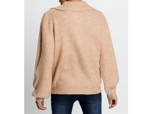 B.P.C beżowy sweter z dużym kołnierzem i guziczkami 52/54.