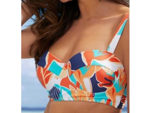 B.P.C bikini na fiszbinach kolorowe z figami z wysokim stanem r.48(95C