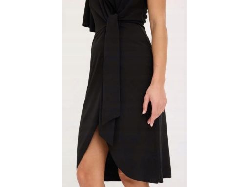B.P.C sukienka mała czarna na jedno ramię z wiązaniem ^48/50