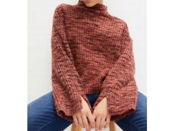 B.P.C sweter ze stójką brązowy melanż ^48/50