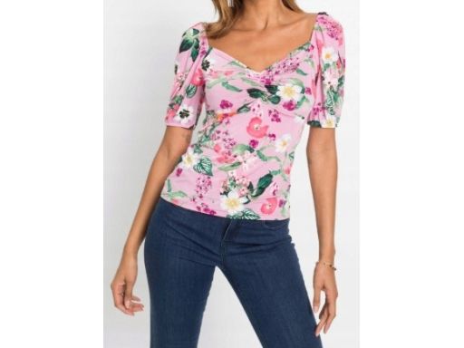 B.P.C bluzka w kwiaty krótki rękaw 44/46