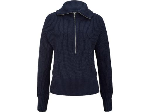 B.P.C granatowy sweter z półgolfem krótki 44/46.