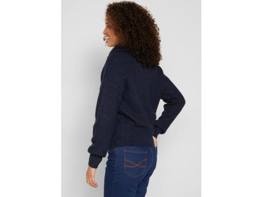 B.P.C granatowy sweter z półgolfem krótki 44/46.