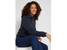 B.P.C granatowy sweter z półgolfem krótki 44/46.