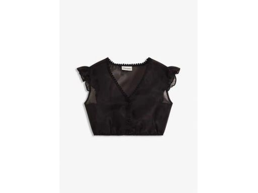 B.P.C damska bluzka krótka w stylu ludowym prześwitujaca czarna r.46