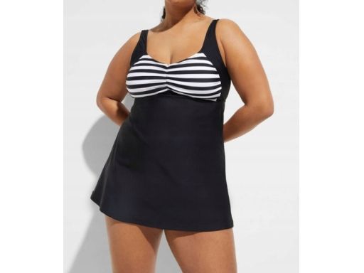 B.P.C tankini czarno-białe w paski z figami z wysokim stanem r.50
