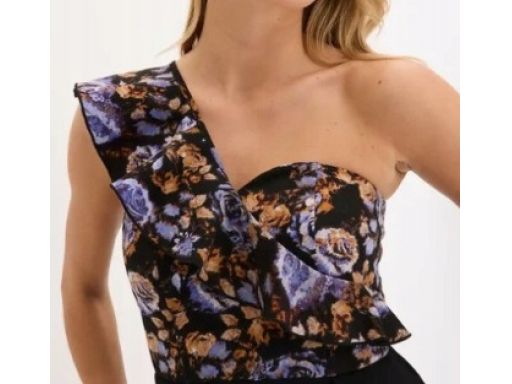 B.P.C kombinezon czarny z kolorową, asymetryczną górą 42.