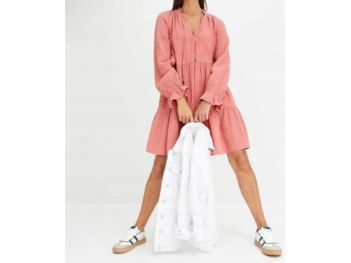 B.P.C sukienka koralowa dymna muślinowa 40.