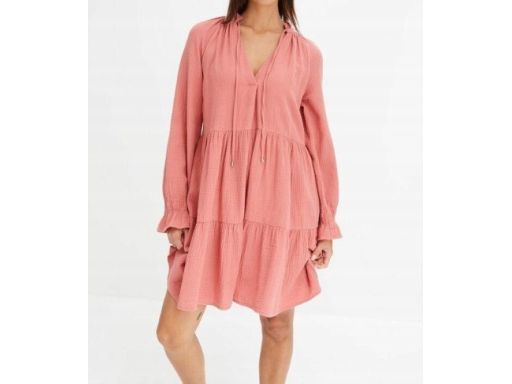 B.P.C sukienka koralowa dymna muślinowa 40.