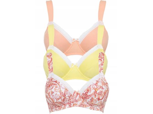 B.P.C 3-pak biustonosz miękki na fiszbinach z koronką 90C