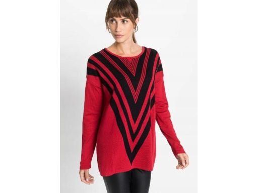Bluzka dzianinowa czerwona we wzory 40/42