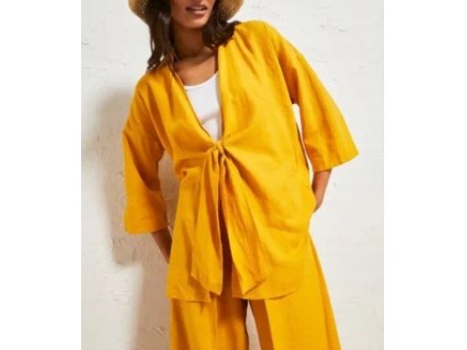 B.P.C koszula damska lniana miodowa z wiązaniem r.42