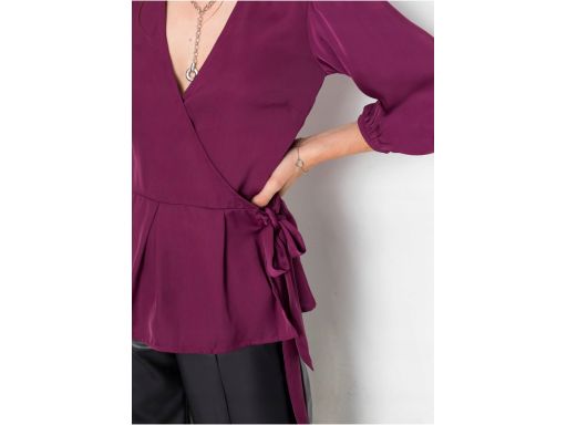 B.P.C bordowa bluzka kopertowa satynowa 40
