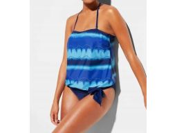B.P.C tankini oversize niebieski ze wzorami i granatowe figi 50.