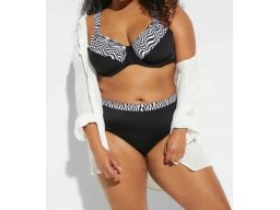 B.P.C bikini minimizer czarny wzór zebry z figami 50 (100D).
