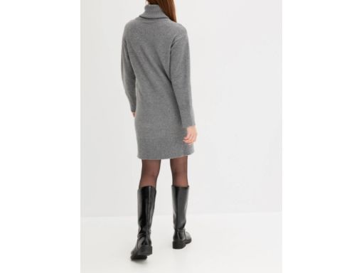 B.P.C sukienka dzianinowa z wywijanym golfem szara 40/42.