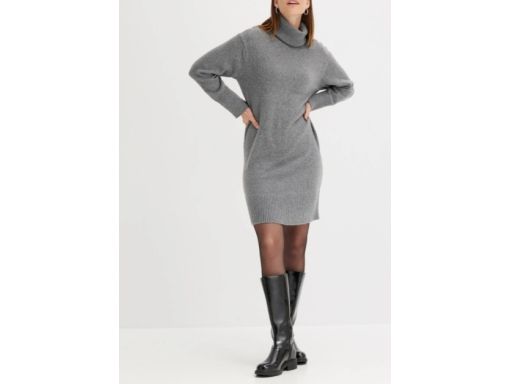 B.P.C sukienka dzianinowa z wywijanym golfem szara 40/42.