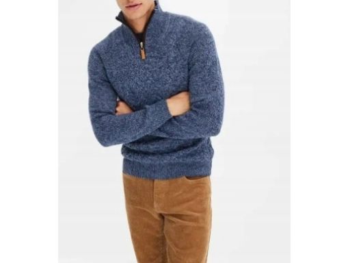 B.P.C sweter męski granatowy melanż ze stójką i zamkiem r.L