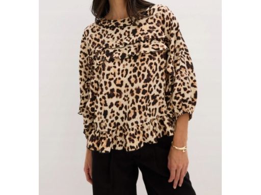 B.P.C luźna bluzka w panterkę z falbankami r.52