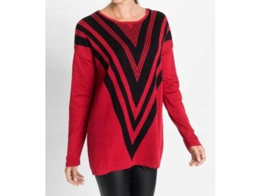 B.P.C bluzka dzianinowa czerwona we wzory 36/38.