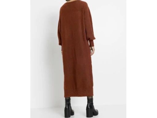 B.P.C długa sukienka dzianinowa brązowa z rozcięciem r.40/42