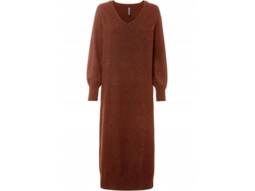B.P.C długa sukienka dzianinowa brązowa z rozcięciem r.40/42