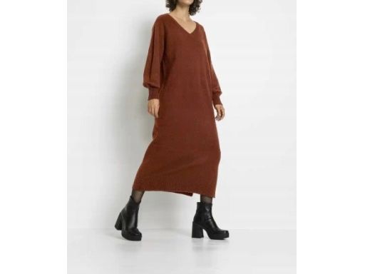 B.P.C długa sukienka dzianinowa brązowa z rozcięciem r.40/42