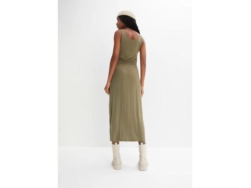 B.P.C sukienka midi z guzikami khaki z wiskozy 48/50.