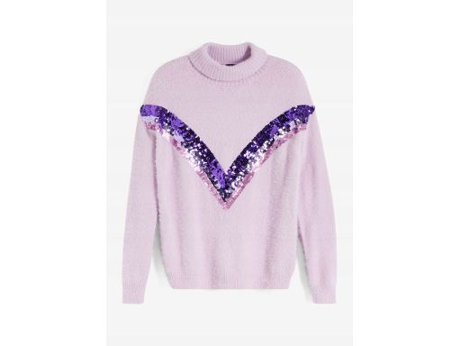 B.P.C sweter golf z cekinami fioletowy 44/46.