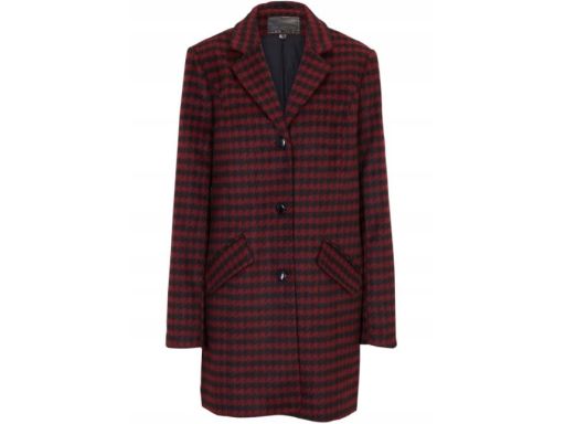 B.P.C płaszcz damski w pepitkę czarno-czerwony r.42