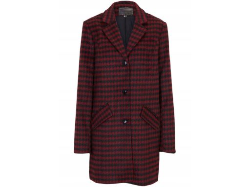 B.P.C płaszcz damski w pepitkę czarno-czerwony r.42