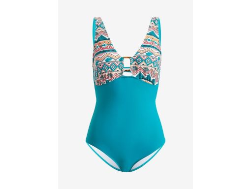 B.P.C kostium jednoczęściowy zielony z kolorowym nadrukiem 40.