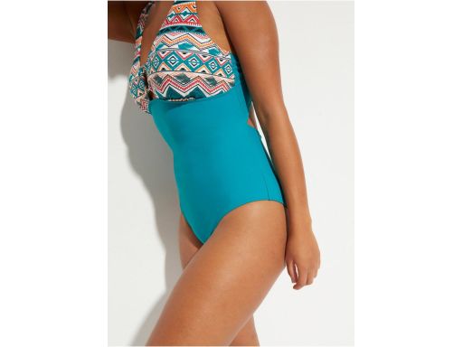 B.P.C kostium jednoczęściowy zielony z kolorowym nadrukiem 40.