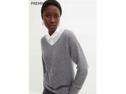 B.P.C sweter szary w serek z domieszką wełny ^36/38