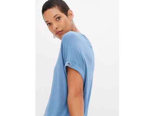 B.P.C t-shirt damski w serek z wiskozy niebieski r.44/46