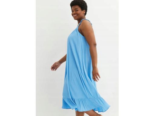 B.P.C sukienka z lekkiej krepy niebieska letnia r.42