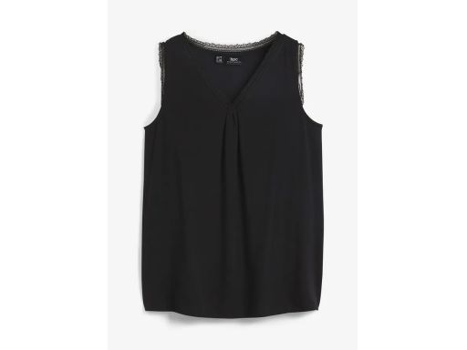 B.P.C top z wiskozy czarny z koronką 48/50.