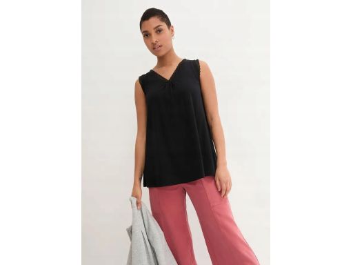 B.P.C top z wiskozy czarny z koronką 48/50.