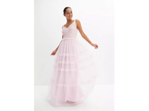 B.P.C długa sukienka jasnoróżowa tiulowa r.38