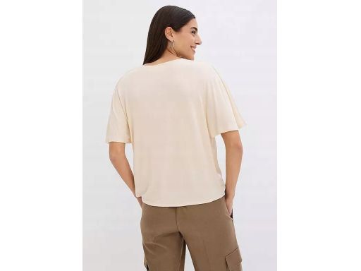 B.P.C satynowa beżowa bluzka z krótkim rękawem 52/54.