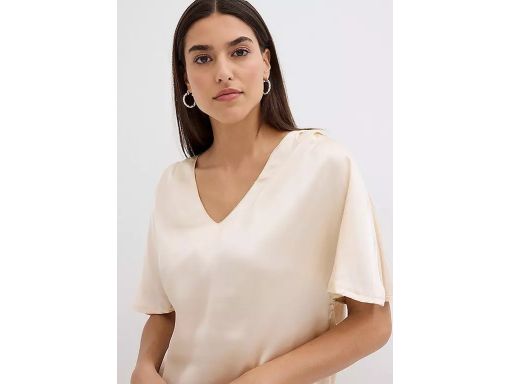 B.P.C satynowa beżowa bluzka z krótkim rękawem 52/54.
