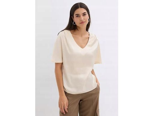 B.P.C satynowa beżowa bluzka z krótkim rękawem 52/54.