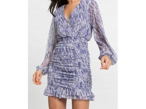 B.P.C sukienka szyfonowa marszczona fiolet 40/42.