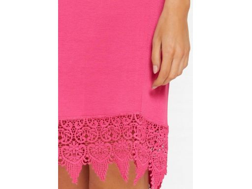 B.P.C sukienka tunika plażowa odkryte ramiona różowa z koronką r.44/46