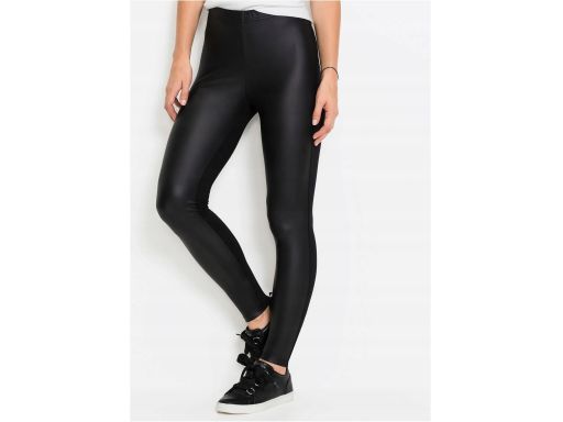 B.P.C legginsy czarne z eko skóry łączone z wiskozą 48/50.