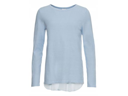 B.P.C sweter dzianinowy błękitny z koszulową wstawką r.44/46