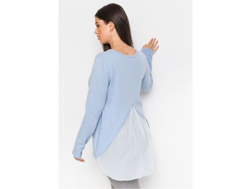 B.P.C sweter dzianinowy błękitny z koszulową wstawką r.44/46